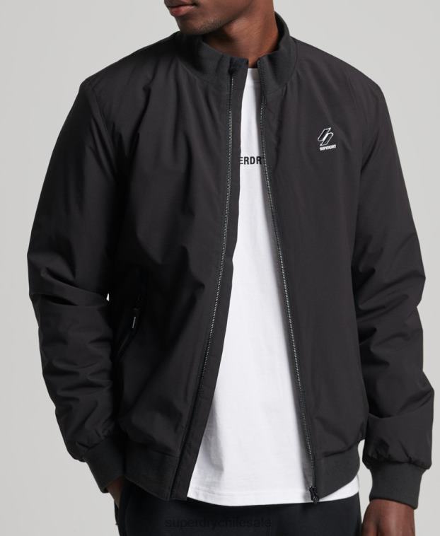 hombres Superdry negro chamarra harrington de entrenamiento de código 2R68Z1109