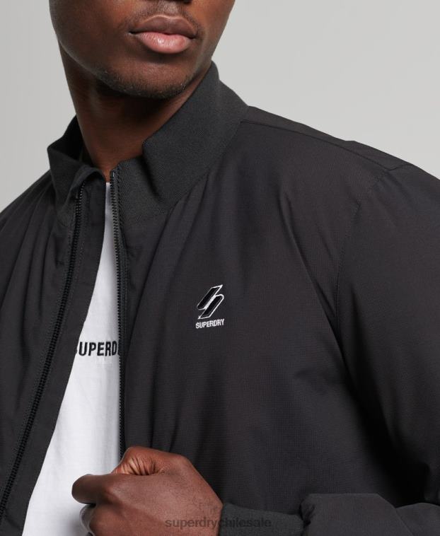 hombres Superdry negro chamarra harrington de entrenamiento de código 2R68Z1109
