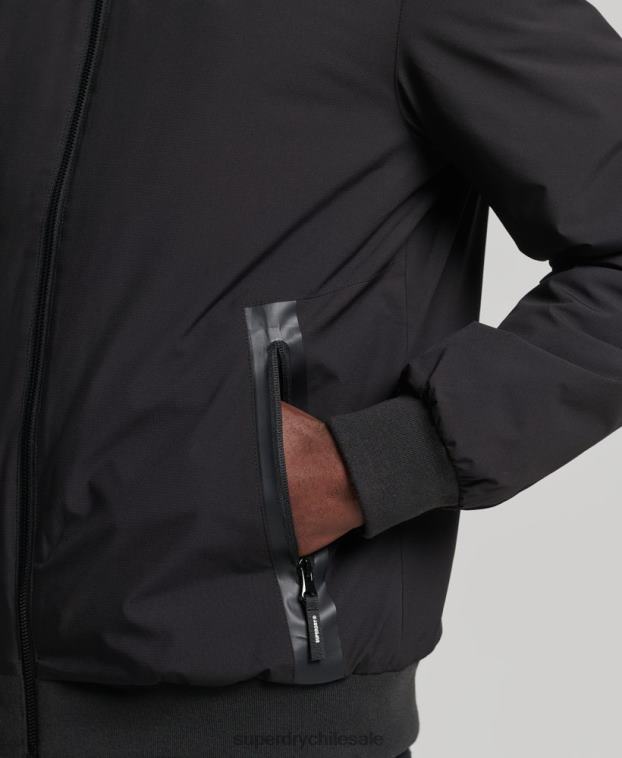 hombres Superdry negro chamarra harrington de entrenamiento de código 2R68Z1109