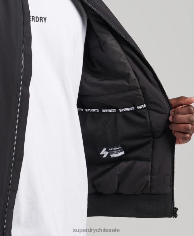 hombres Superdry negro chamarra harrington de entrenamiento de código 2R68Z1109