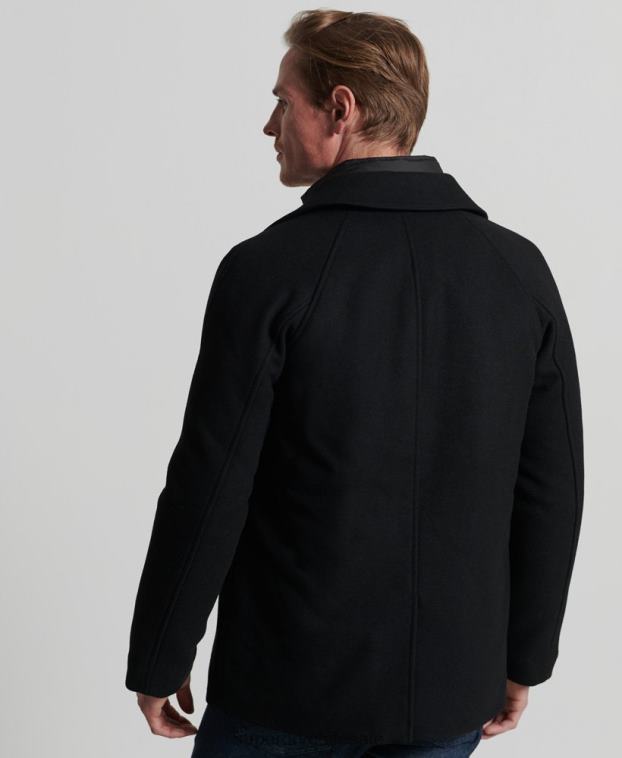 hombres Superdry negro chaqueta acolchada corta studios 2R68Z1145