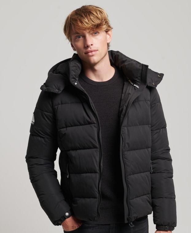 hombres Superdry negro chaqueta acolchada de montaña de microfibra 2R68Z1143