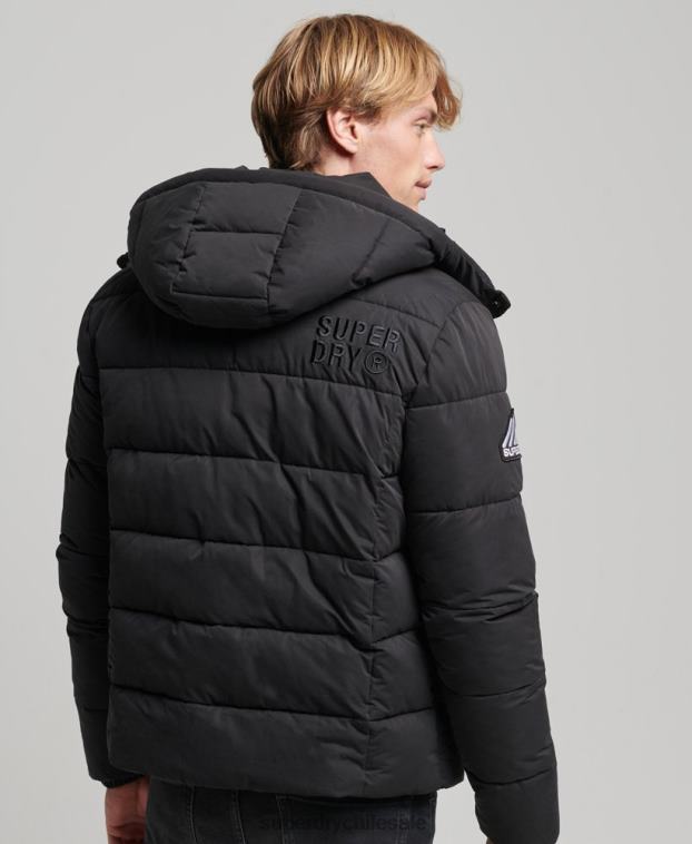 hombres Superdry negro chaqueta acolchada de montaña de microfibra 2R68Z1143