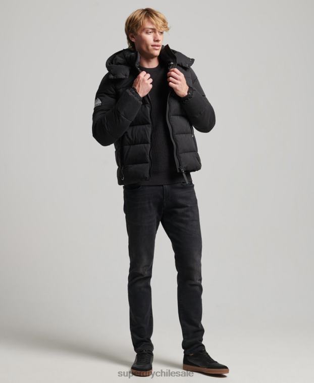 hombres Superdry negro chaqueta acolchada de montaña de microfibra 2R68Z1143
