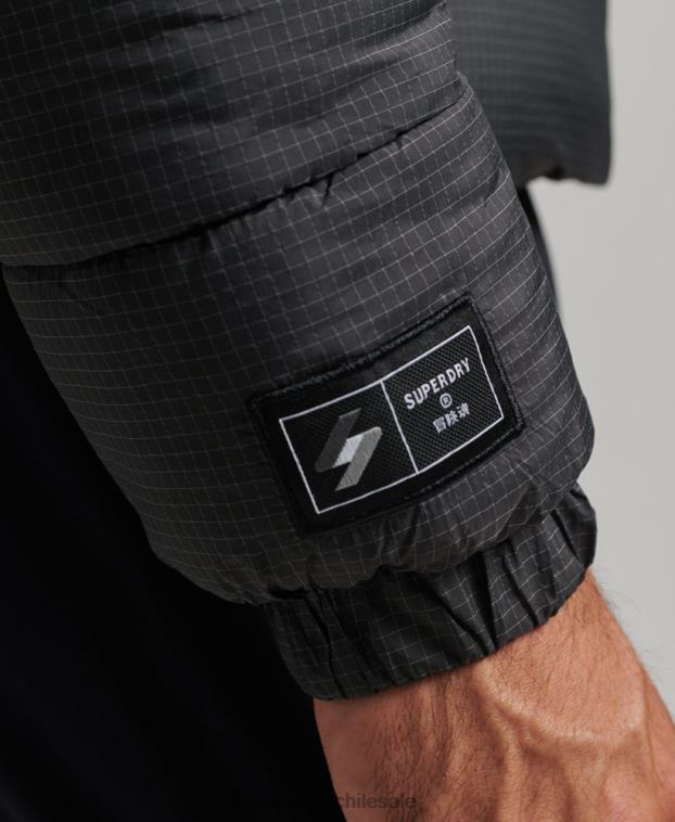 hombres Superdry negro chaqueta acolchada deportiva sin capucha 2R68Z997