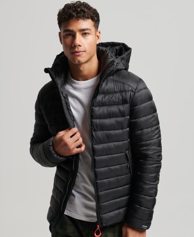 hombres Superdry negro chaqueta acolchada ligera 2R68Z1138