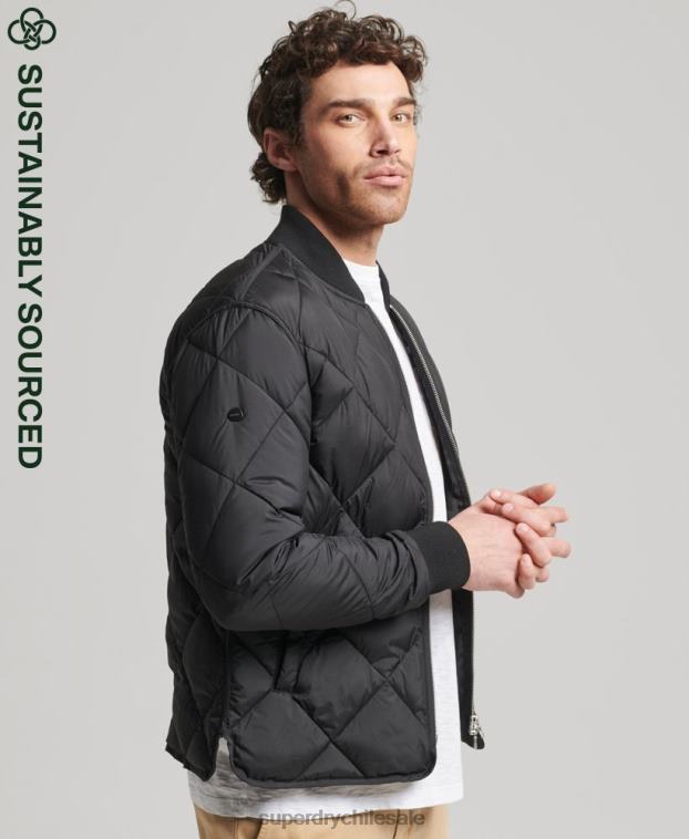 hombres Superdry negro chaqueta acolchada ligera studios 2R68Z4464