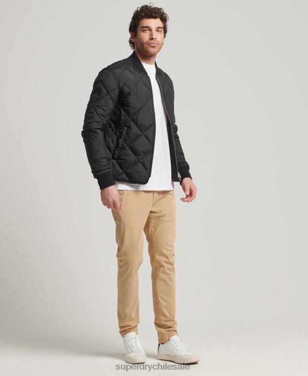 hombres Superdry negro chaqueta acolchada ligera studios 2R68Z4464
