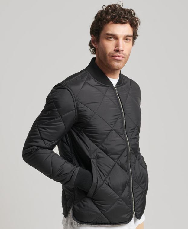 hombres Superdry negro chaqueta acolchada ligera studios 2R68Z4464