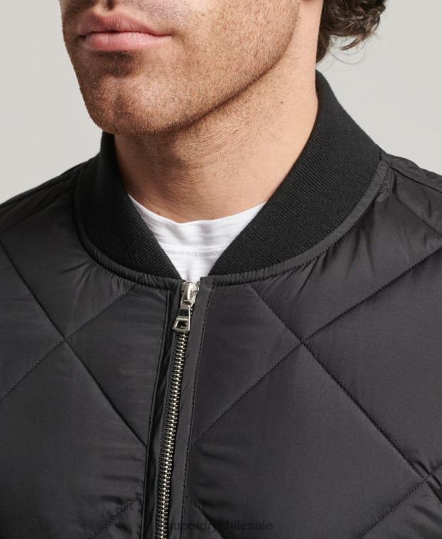 hombres Superdry negro chaqueta acolchada ligera studios 2R68Z4464