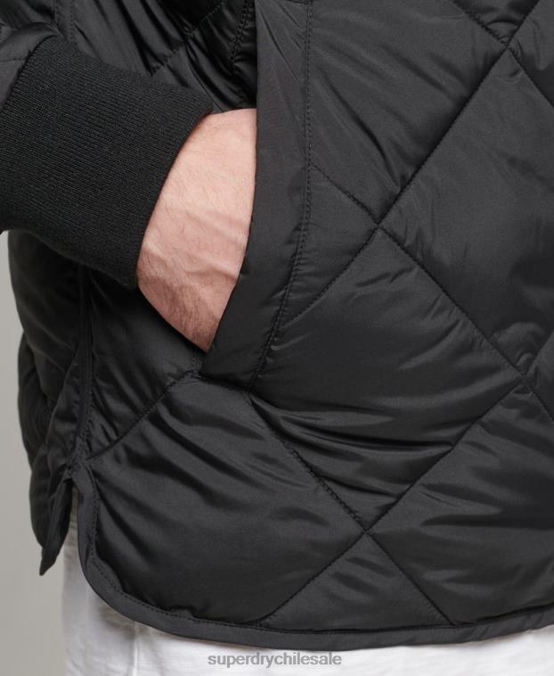 hombres Superdry negro chaqueta acolchada ligera studios 2R68Z4464
