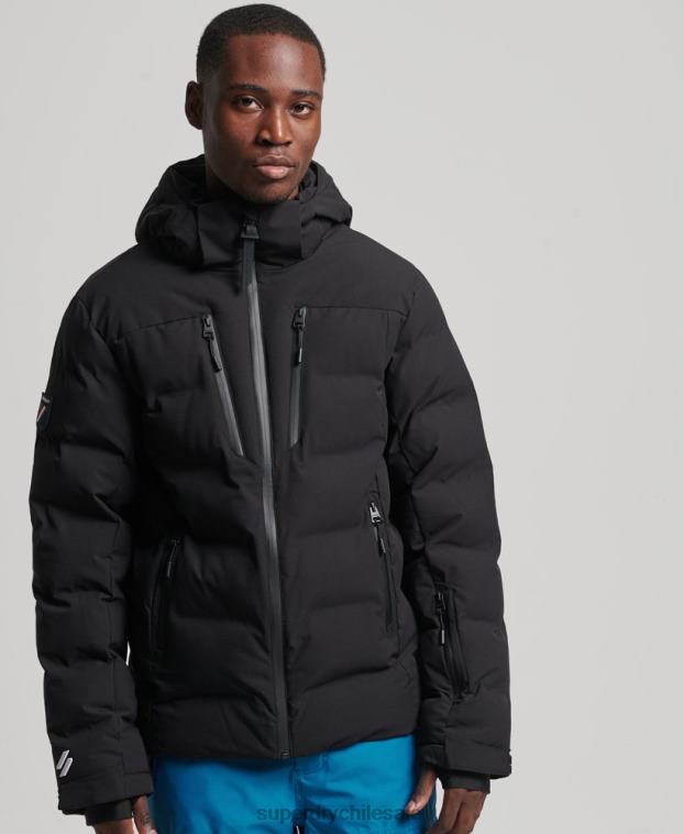 hombres Superdry negro chaqueta acolchada ski radar pro 2R68Z1066