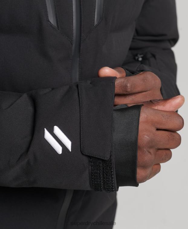 hombres Superdry negro chaqueta acolchada ski radar pro 2R68Z1066