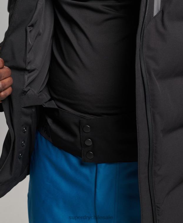 hombres Superdry negro chaqueta acolchada ski radar pro 2R68Z1066