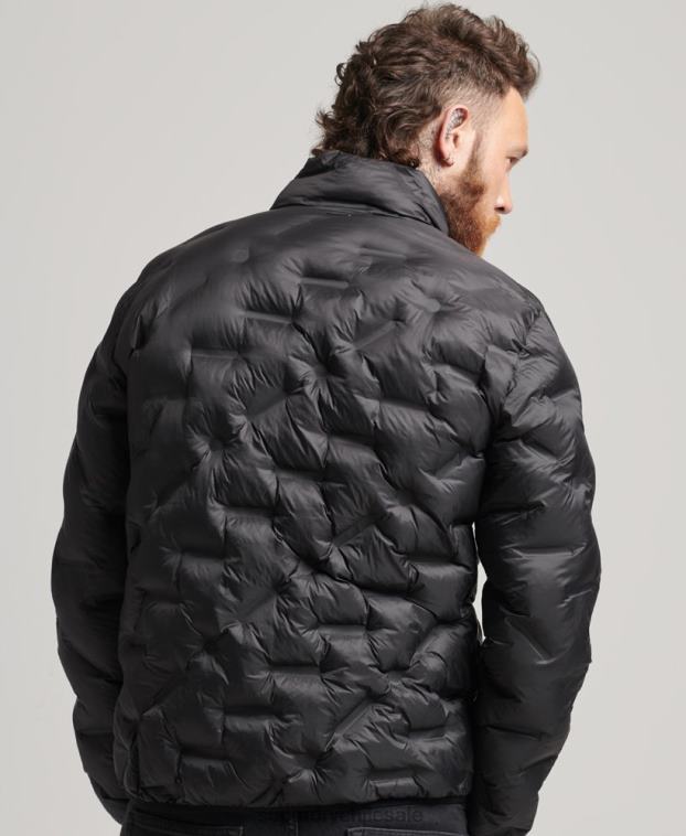 hombres Superdry negro chaqueta acolchada termosellada 2R68Z1046