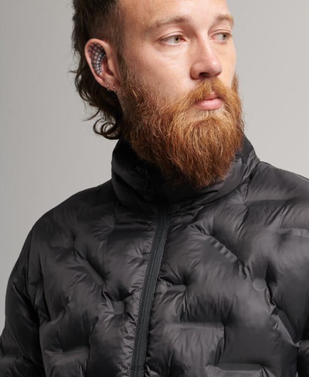 hombres Superdry negro chaqueta acolchada termosellada 2R68Z1046