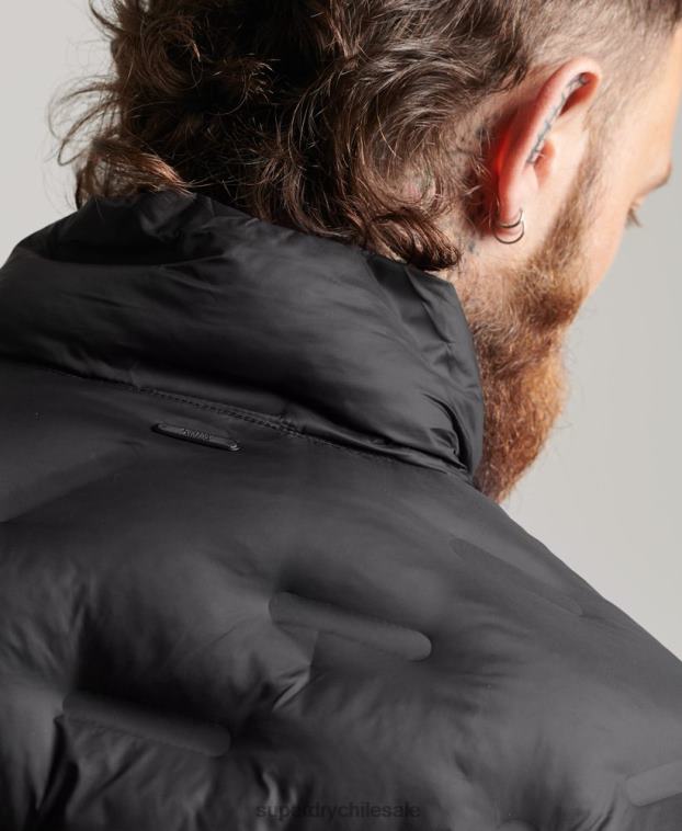 hombres Superdry negro chaqueta acolchada termosellada 2R68Z1046