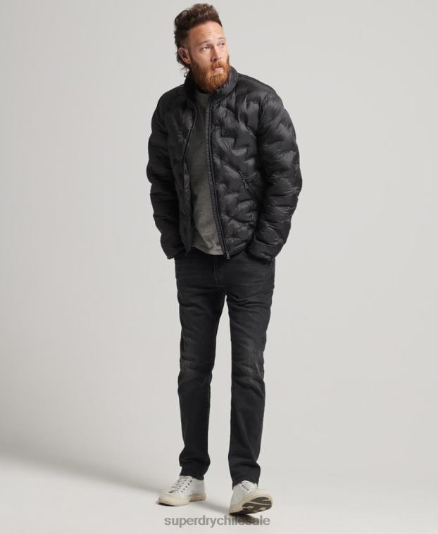 hombres Superdry negro chaqueta acolchada termosellada 2R68Z1046