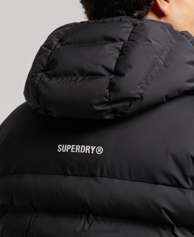 hombres Superdry negro chaqueta acolchada termosellada 2R68Z979