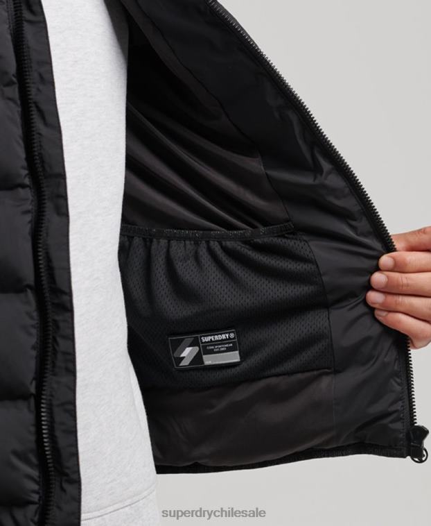 hombres Superdry negro chaqueta acolchada termosellada 2R68Z979