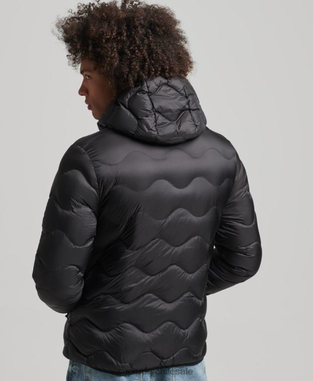 hombres Superdry negro chaqueta acolchada xpd 2R68Z4778