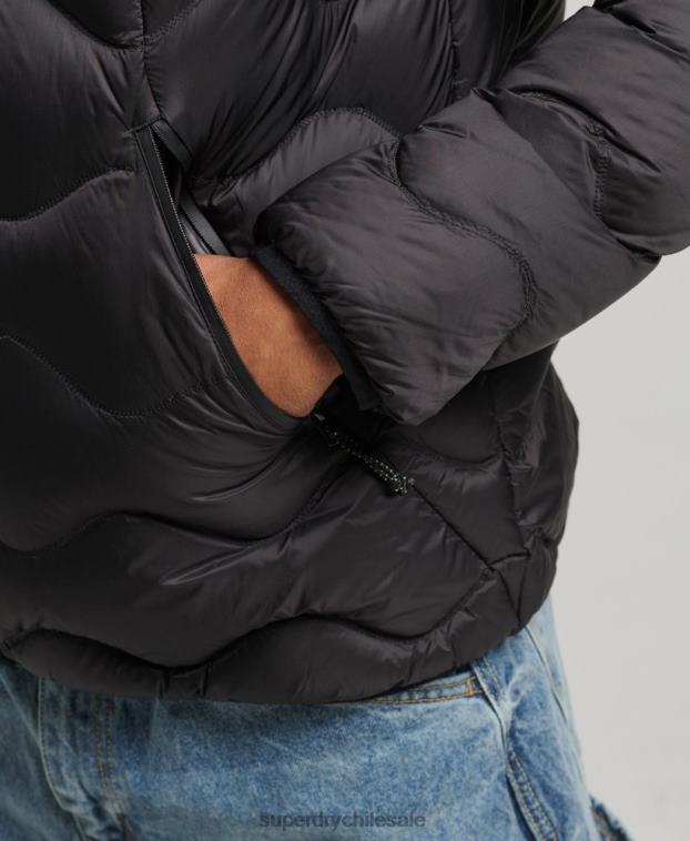 hombres Superdry negro chaqueta acolchada xpd 2R68Z4778