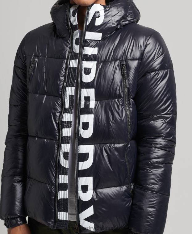 hombres Superdry negro chaqueta alpina con capucha de montaña 2R68Z986