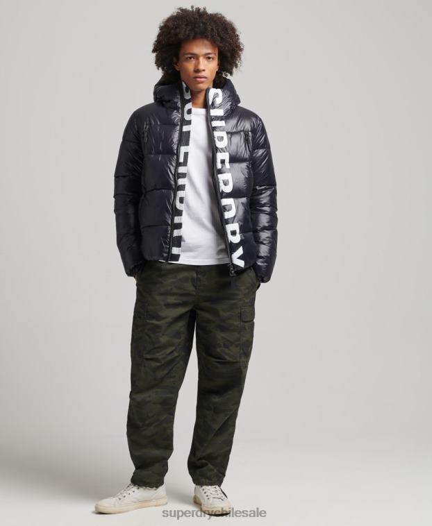 hombres Superdry negro chaqueta alpina con capucha de montaña 2R68Z986