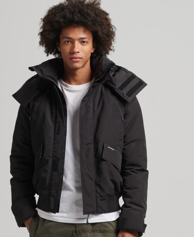 hombres Superdry negro chaqueta bomber acolchada expedición everest 2R68Z4591