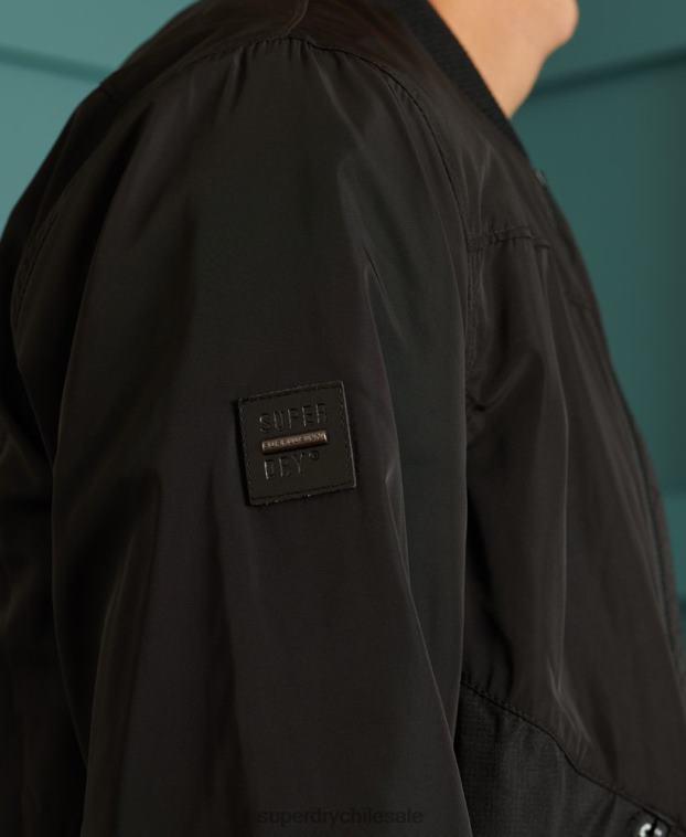 hombres Superdry negro chaqueta bomber de peso mosca de excedente de mercancías 2R68Z1196