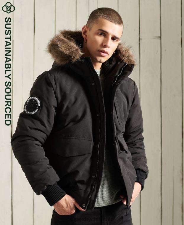 hombres Superdry negro chaqueta bomber everest 2R68Z1120
