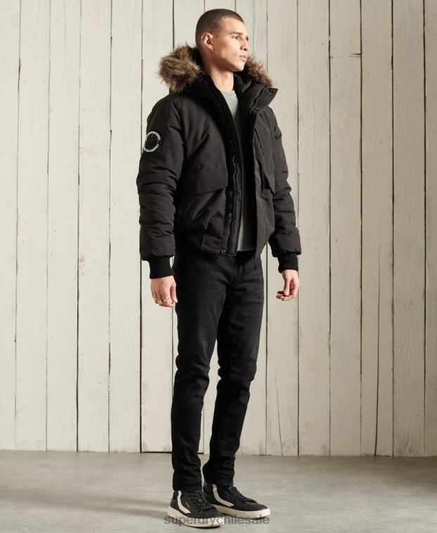 hombres Superdry negro chaqueta bomber everest 2R68Z1120