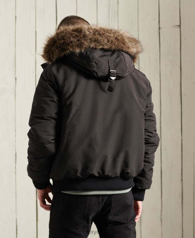 hombres Superdry negro chaqueta bomber everest 2R68Z1120