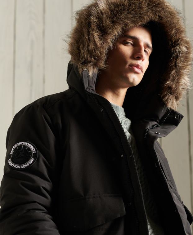 hombres Superdry negro chaqueta bomber everest 2R68Z1120