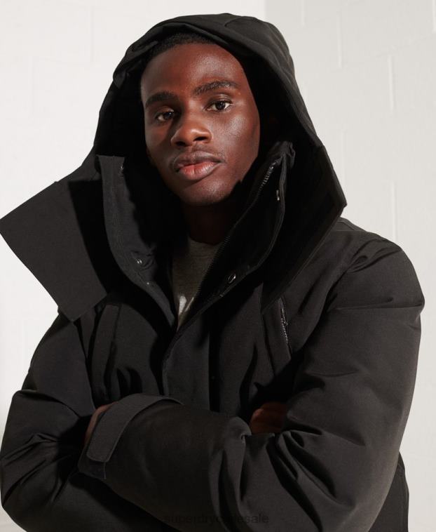 hombres Superdry negro chaqueta bomber everest 2R68Z4653