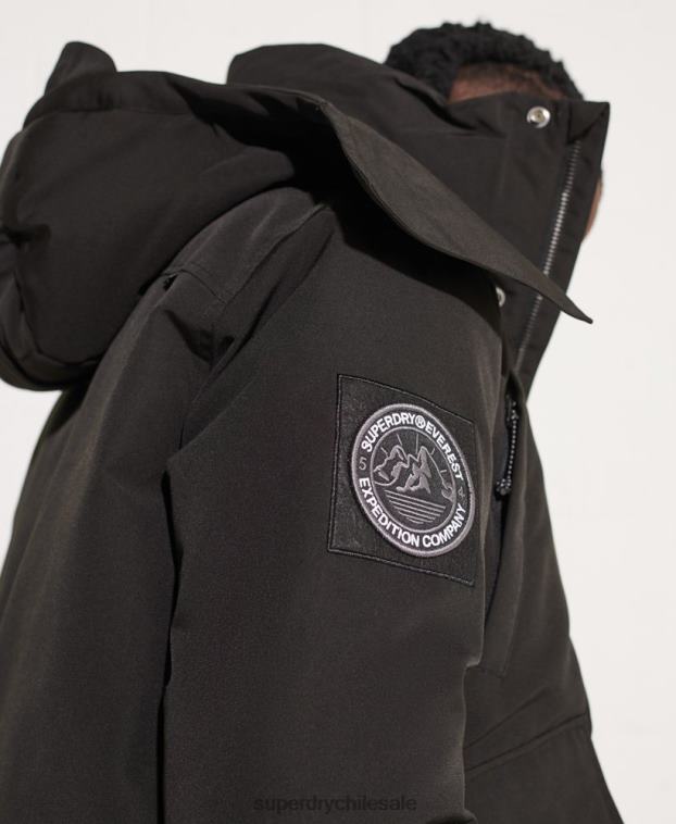 hombres Superdry negro chaqueta bomber everest 2R68Z4653