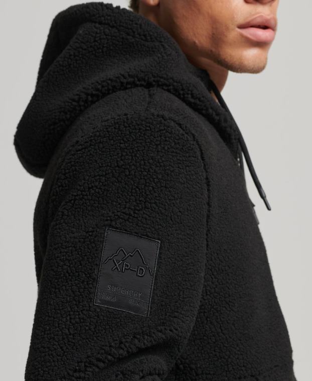 hombres Superdry negro chaqueta de borreguito híbrida xpd 2R68Z5002