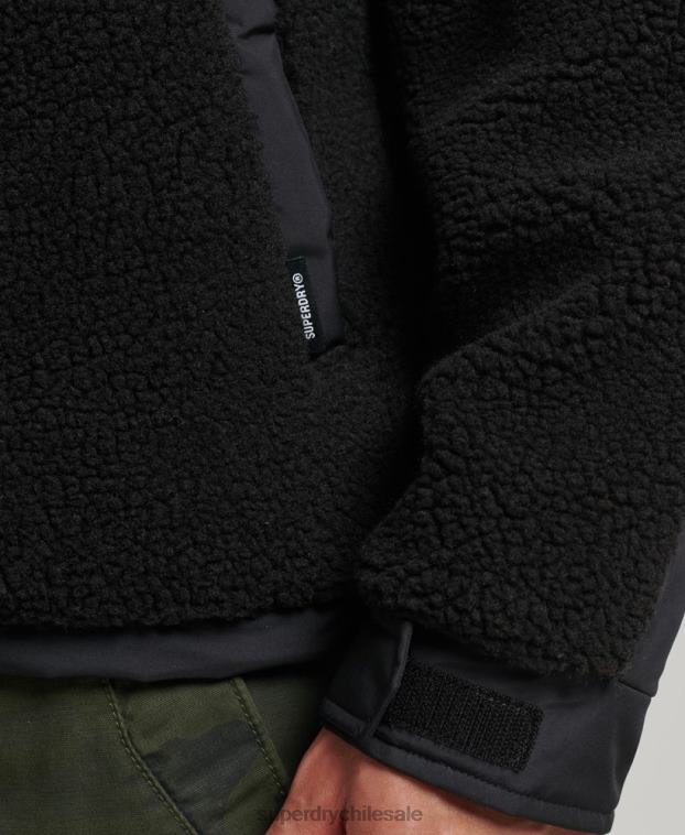 hombres Superdry negro chaqueta de borreguito híbrida xpd 2R68Z5002