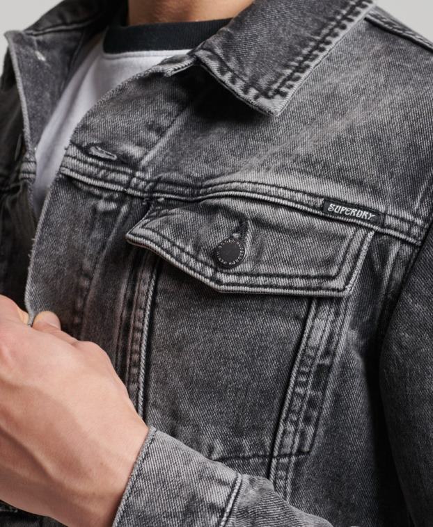 hombres Superdry negro chaqueta de camionero bandolero 2R68Z4530