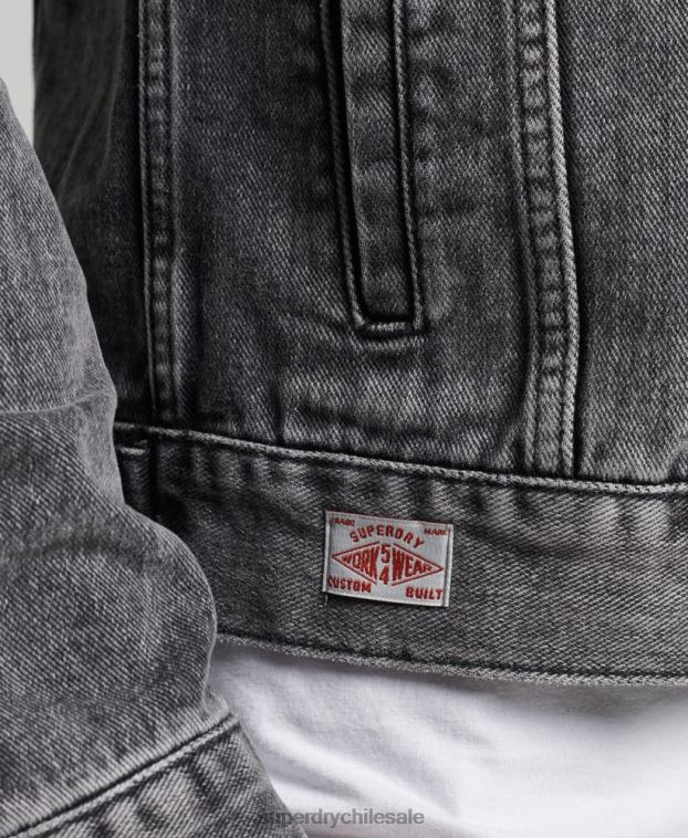 hombres Superdry negro chaqueta de camionero bandolero 2R68Z4530