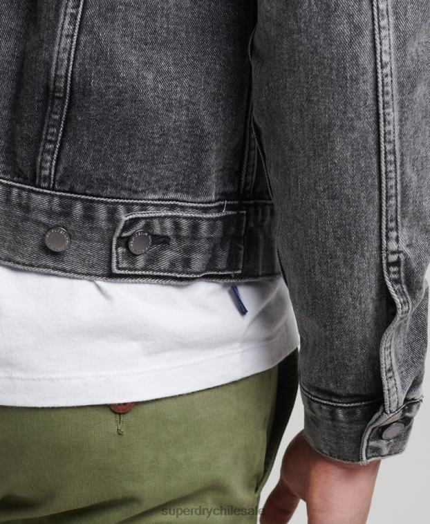 hombres Superdry negro chaqueta de camionero bandolero 2R68Z4530