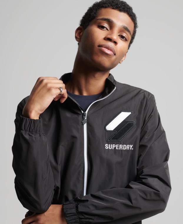 hombres Superdry negro chaqueta de chándal 2R68Z1172