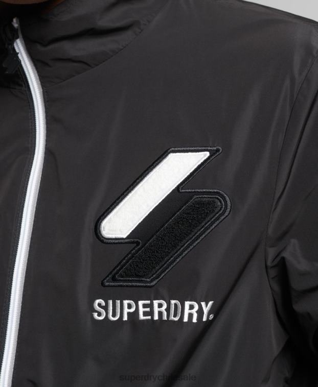 hombres Superdry negro chaqueta de chándal 2R68Z1172