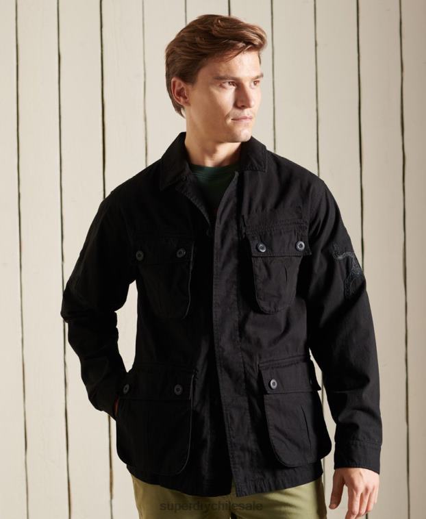 hombres Superdry negro chaqueta de combate tropical año nuevo chino 2R68Z4484