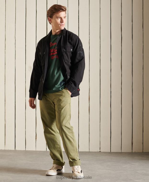 hombres Superdry negro chaqueta de combate tropical año nuevo chino 2R68Z4484