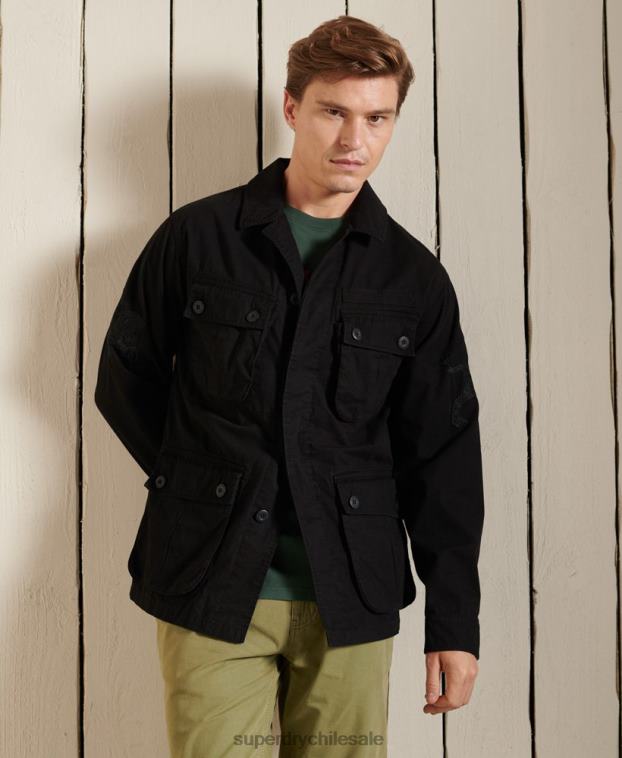 hombres Superdry negro chaqueta de combate tropical año nuevo chino 2R68Z4484