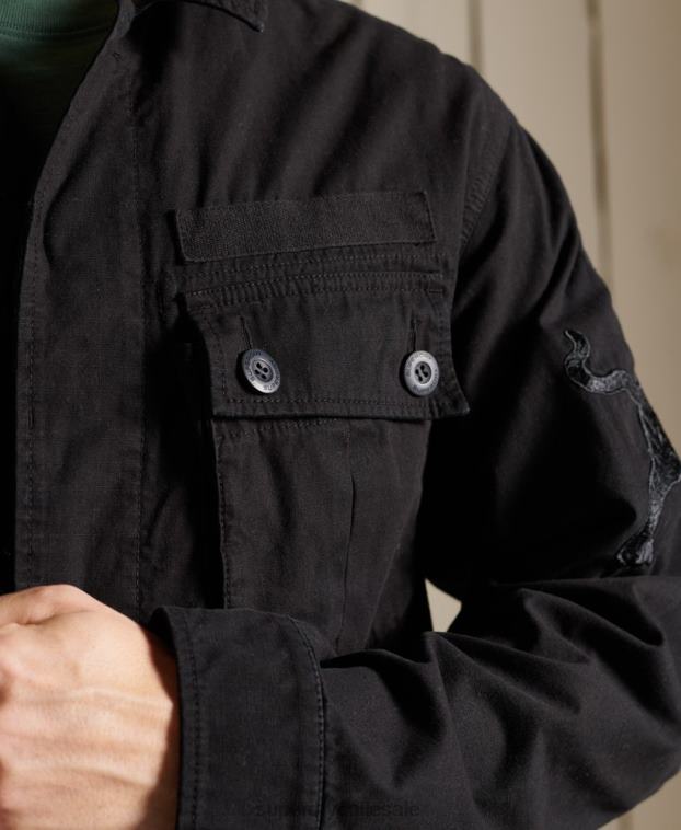 hombres Superdry negro chaqueta de combate tropical año nuevo chino 2R68Z4484