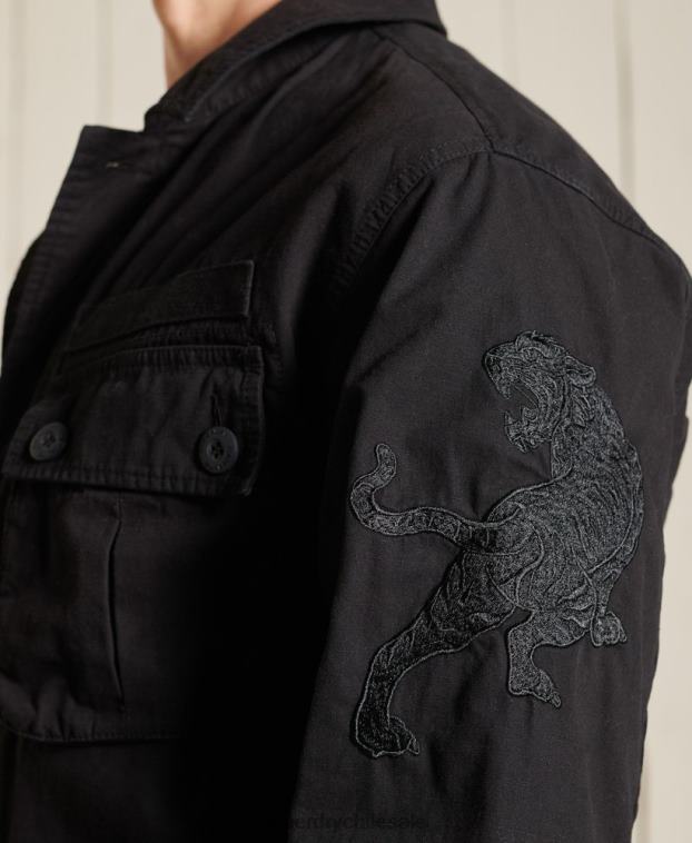 hombres Superdry negro chaqueta de combate tropical año nuevo chino 2R68Z4484