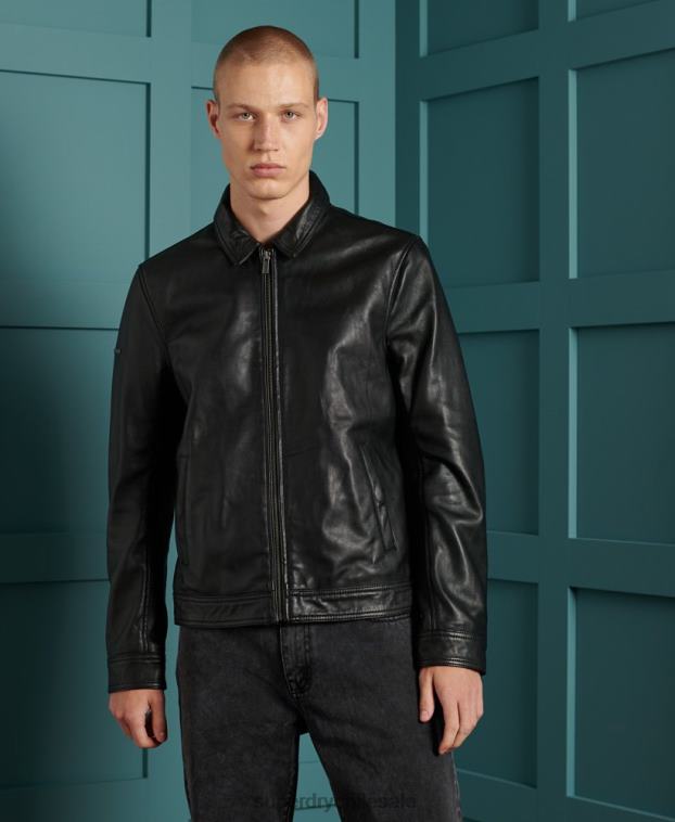 hombres Superdry negro chaqueta de cuero ligera curtis 2R68Z4608