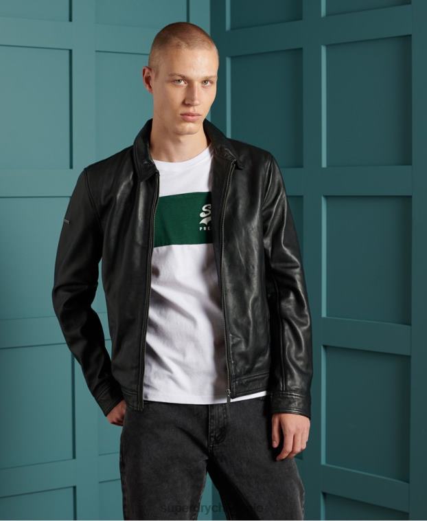 hombres Superdry negro chaqueta de cuero ligera curtis 2R68Z4608